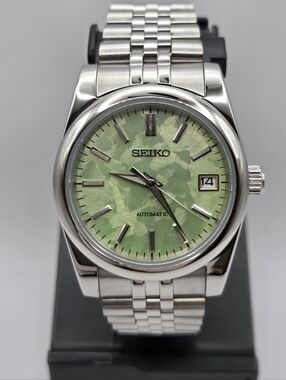 New Seiko Mod 39mm Automatic Watch Green Shonbun Style Textured Dial